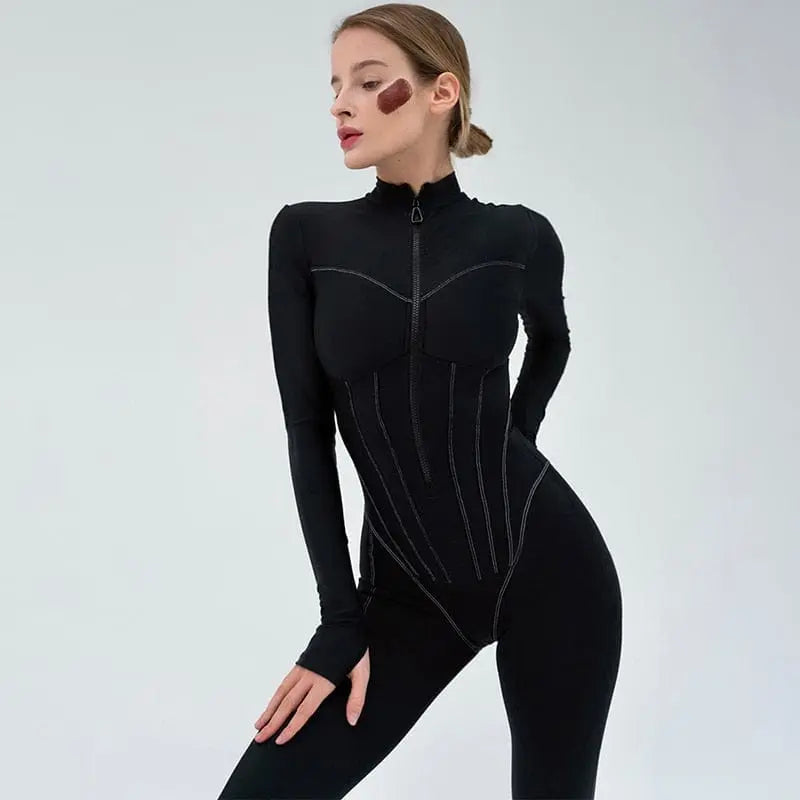 Slim fit women's bodycon playsuit by Mozision with O-neck, short sleeves, zipper front, elegant and sexy romper for women.