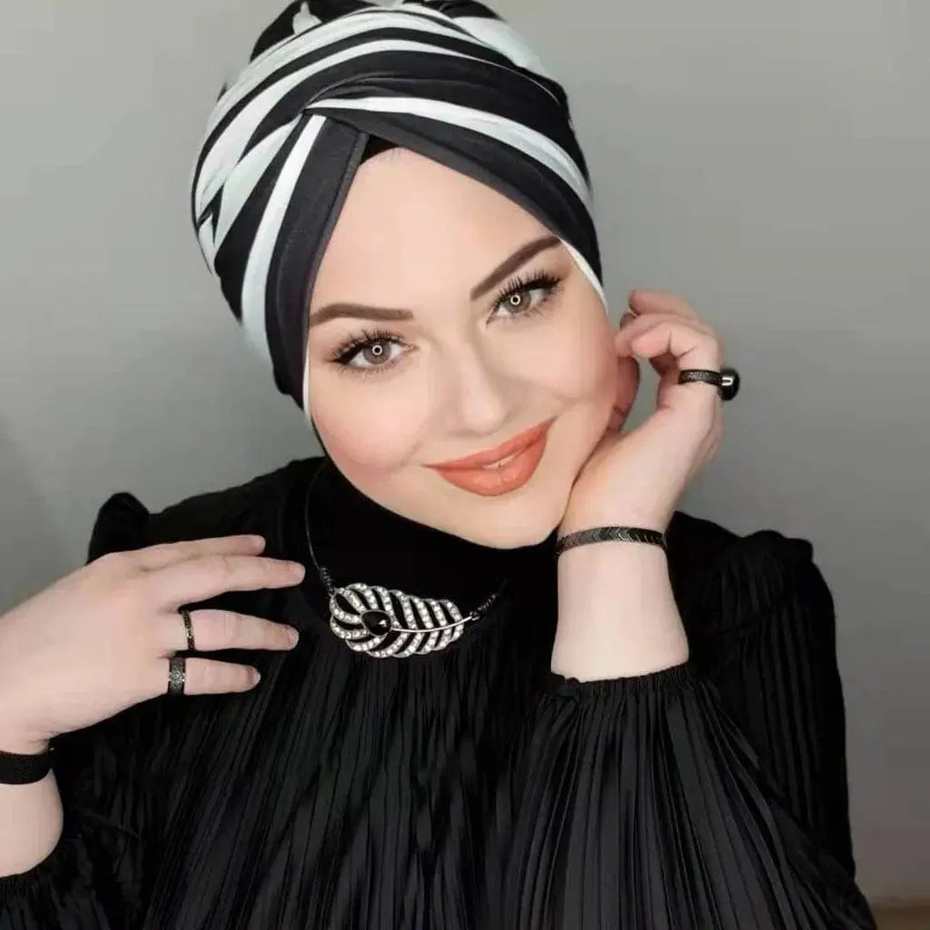 Showlu Fashion modal silk hijab cap, a modest Islamic jersey undercap for women, featuring a comfortable, crinkle Arabic-style design.