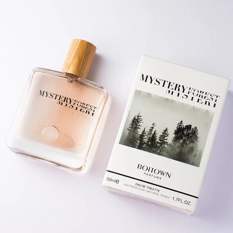 Mystery Forest Fresh Incense perfume bottle, long-lasting unisex fragrance with forest-inspired scent, shown on a clean background.