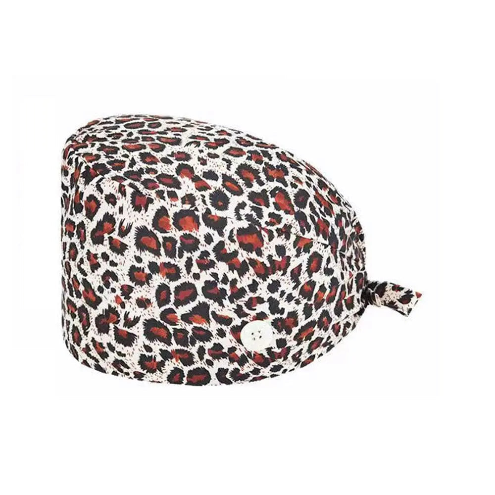 Unisex cotton scrub cap with adjustable fit and button detail, suitable for nurses and doctors in hospital settings.