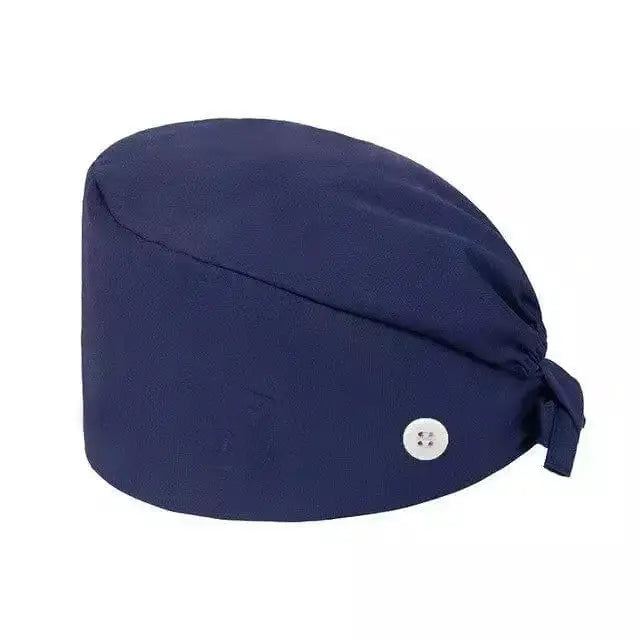 Unisex cotton scrub cap with adjustable fit, buttons, and hospital print, designed for nurses and doctors by Showlu Fashion Store.