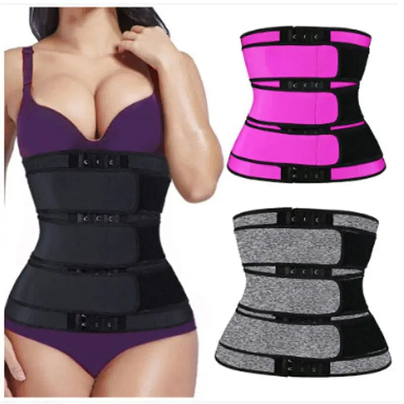 Snow gray Nanbin double belt waist trainer and tummy shaper with high waist design, showing its supportive, snug fit and double belt detail.
