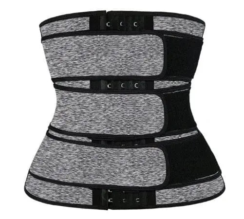 Nanbin Snow Gray double belt waist trainer with high waist design and tummy shaping for a slimming shapewear look.