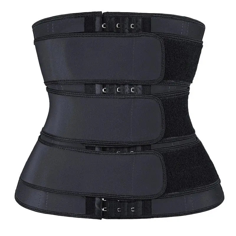 Nanbin Snow Gray double belt waist trainer, high waist tummy shaper with adjustable double belts for waist slimming and support.