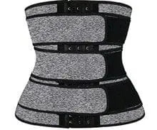 Nanbin Snow Gray double belt waist trainer showing high waist design and tummy shaping features for slimming support.