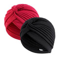 Stretchy Muslim turban cap for women, chemo head wrap, Showlu Fashion, 2-piece set, comfortable hair loss head covering.
