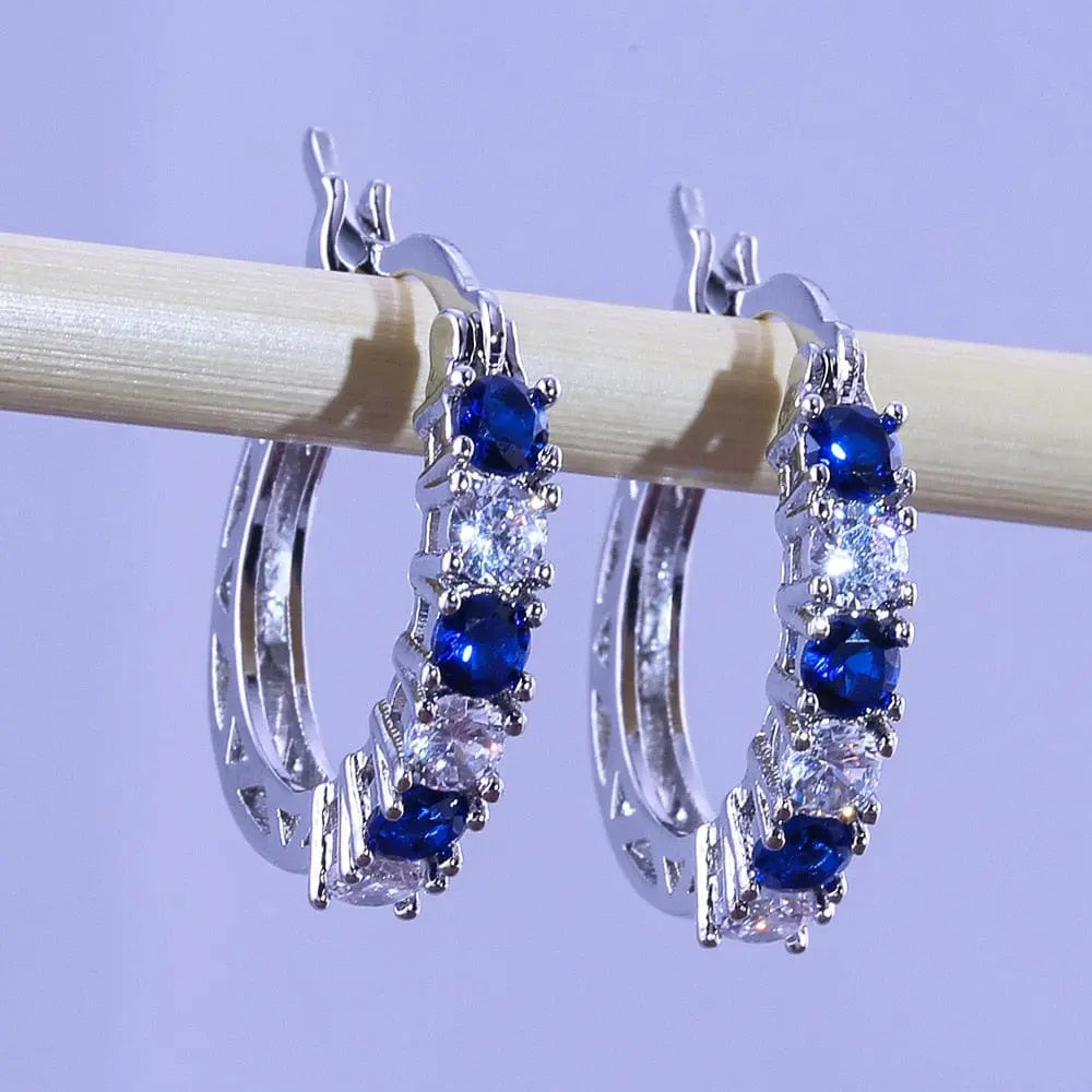 925 sterling silver round CZ zircon stud earrings for women with clear mosaic design, stylish and elegant jewelry by Showlu Fashion Store