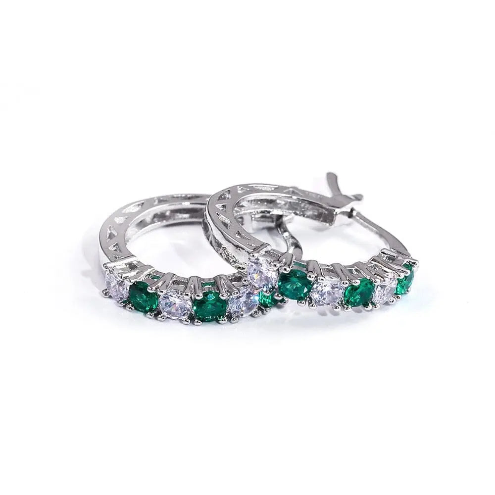 Sterling silver round CZ zircon stud earrings for women with clear mosaic sparkle, showcasing elegant jewelry design.