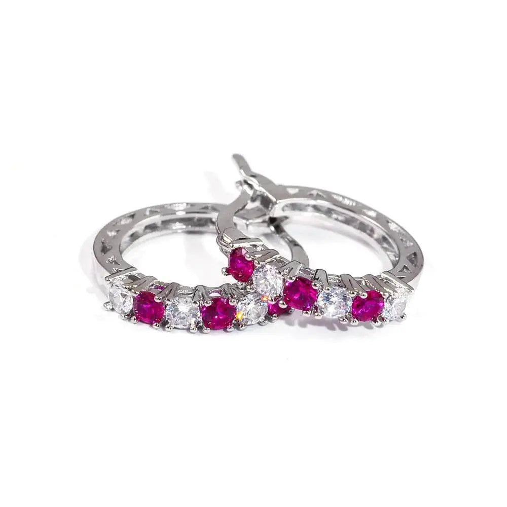 Sterling silver round CZ zircon stud earrings for women, featuring clear mosaic design and elegant jewelry style.