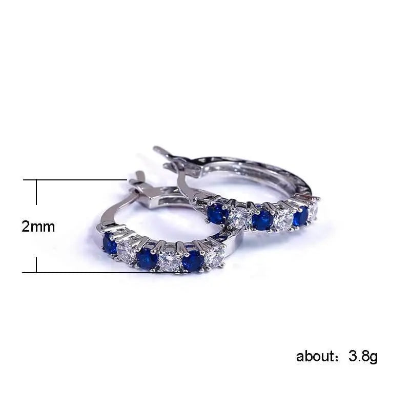 925 sterling silver round CZ zircon stud earrings for women featuring clear mosaic stones, stylish jewelry by Showlu Fashion Store