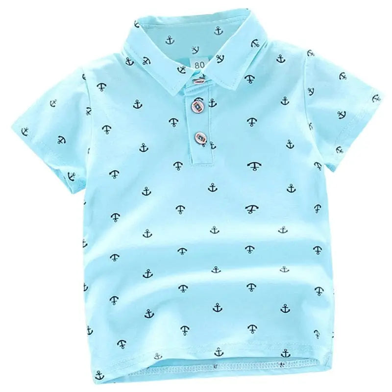 Showlu Fashion Store 0 E / 12M / China New Baby Kids Boys Fashion Breathable Print Short Sleeve Lapel Collar Cotton Shirt
