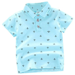 Showlu Fashion Store 0 E / 12M / China New Baby Kids Boys Fashion Breathable Print Short Sleeve Lapel Collar Cotton Shirt