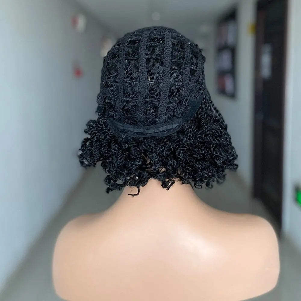 Showlu Fashion Short Crochet Box Braided Wig with heat-resistant synthetic kinky twist hairstyle for Black women.