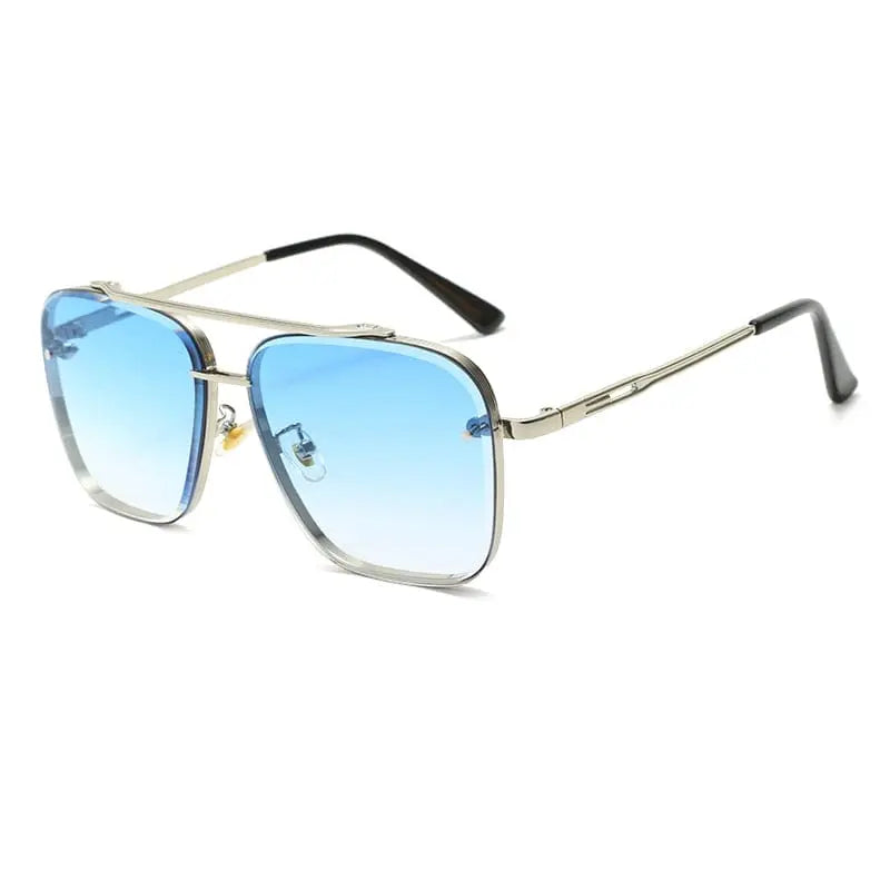 Vintage metal square sunglasses for men and women with UV400 protection, featuring a classic, stylish design.