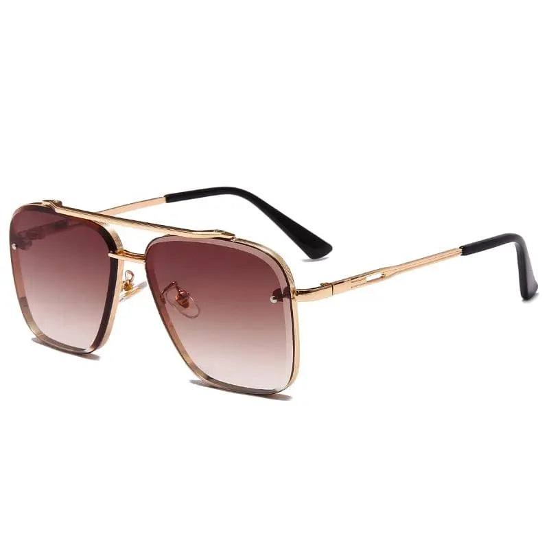 Square vintage metal sunglasses with UV400 protection, unisex design, featuring classic style and modern fashion elements.