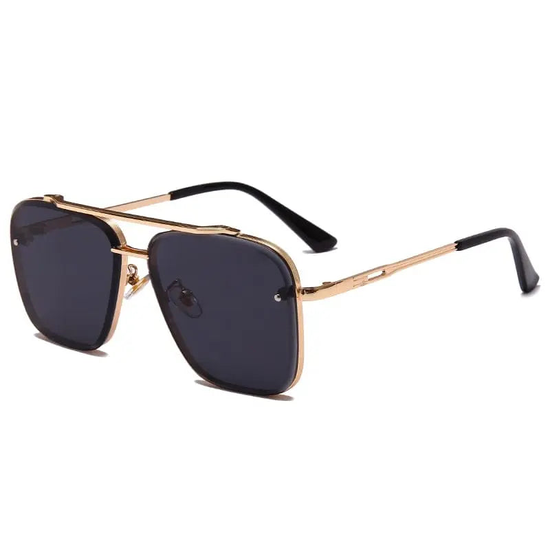 Square vintage metal sunglasses with UV400 protection, stylish unisex design, showcasing classic frames for men and women.