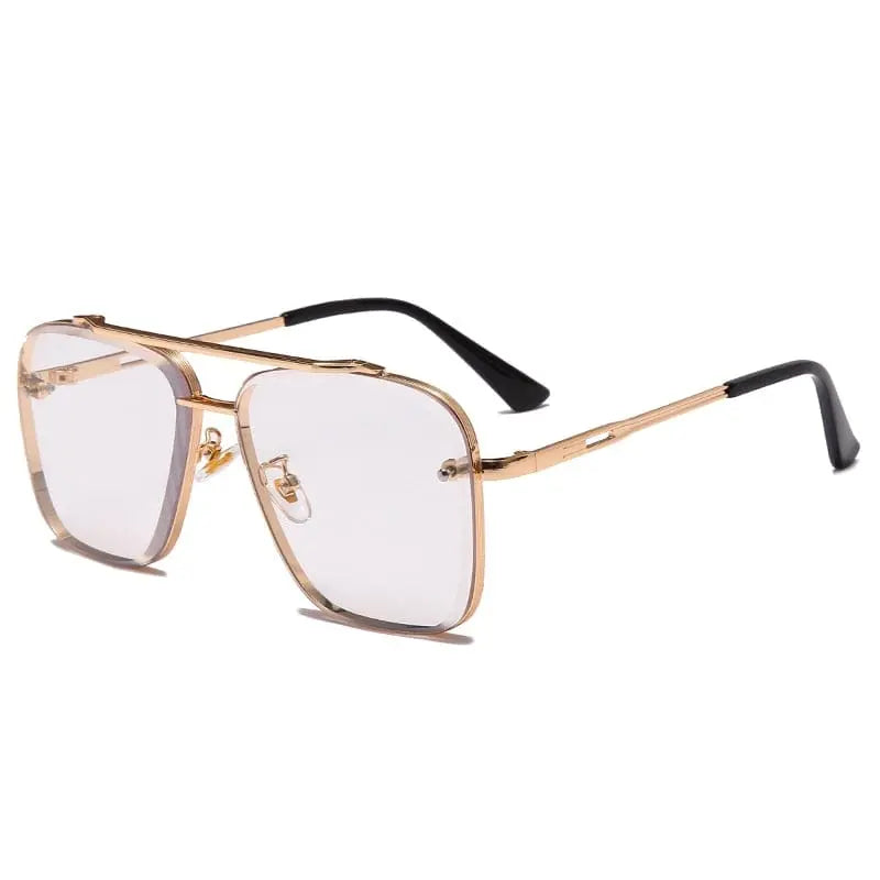 Square vintage metal sunglasses for men and women with UV400 protection, stylish classic design, and modern appeal.