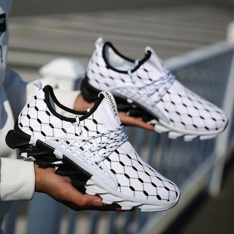 Men's mesh running sneakers by Anel Demosthene General Store, breathable lace-up sports trainers with casual athletic style.