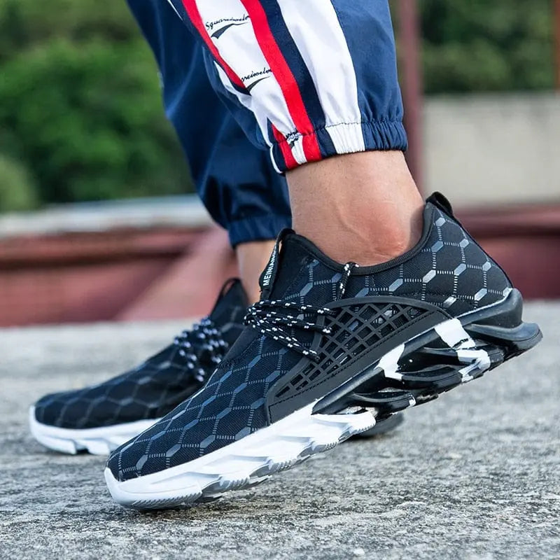 Men's mesh running sneakers by Anel Demosthene General Store, breathable lace-up sports trainers with casual and tennis style.