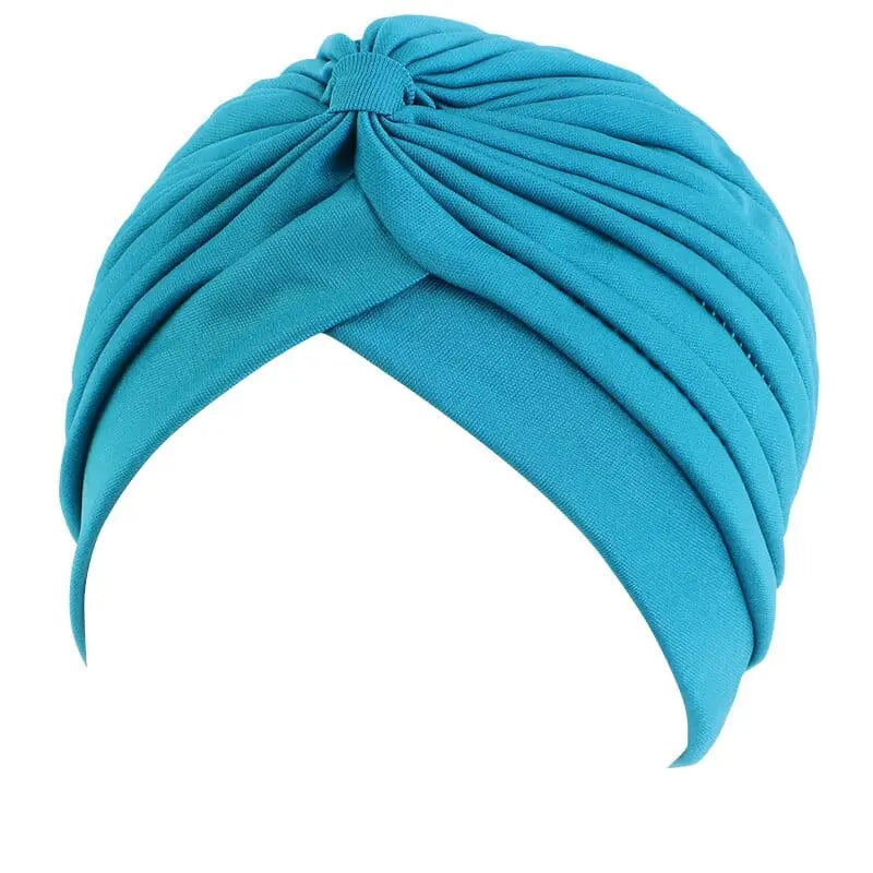 Solid color GATHERTOP flower decoration turban for women, stylish head wrap and hair accessory from Showlu Fashion Store.