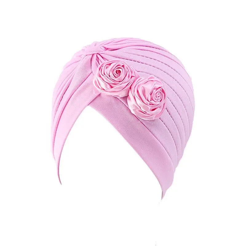 Solid color GATHERTOP flower decoration turban for women, stylish head wrap and hair accessory from Showlu Fashion Store.