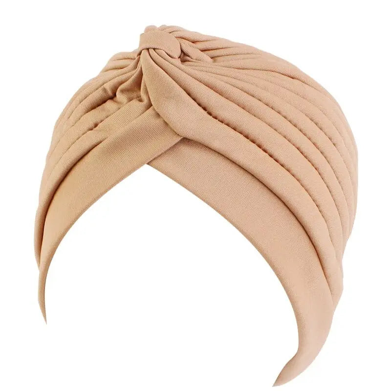 Solid color floral-embellished turban head wrap for women, stylish hair accessory and headwear from Showlu Fashion Store.