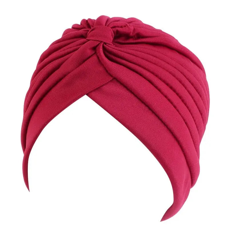 Solid color floral turban head wrap for women, stylish hair accessory and headwear by Showlu Fashion Store.
