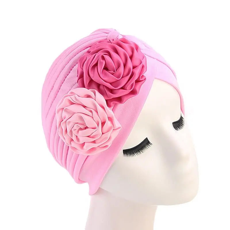 Solid color flower decoration turban for women, stylish head wrap by Showlu Fashion Store, perfect for hair fashion and headwear.