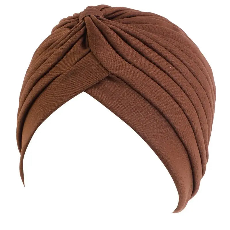 Solid color flower decoration turban for women, fashionable head wrap and hair accessory by Showlu Fashion Store.