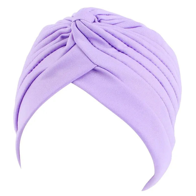 Showlu Fashion solid color flower decoration turban for women, stylish head wrap and hair accessory for various occasions.