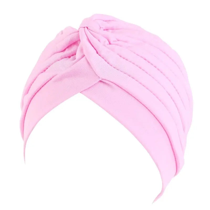 Solid color flower decoration turban for women, stylish head wrap and hair accessory from Showlu Fashion Store.