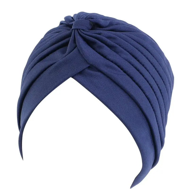 Solid color flower decoration turban for women, stylish head wrap and hair accessory by Showlu Fashion Store, perfect for fashion and hair styling.