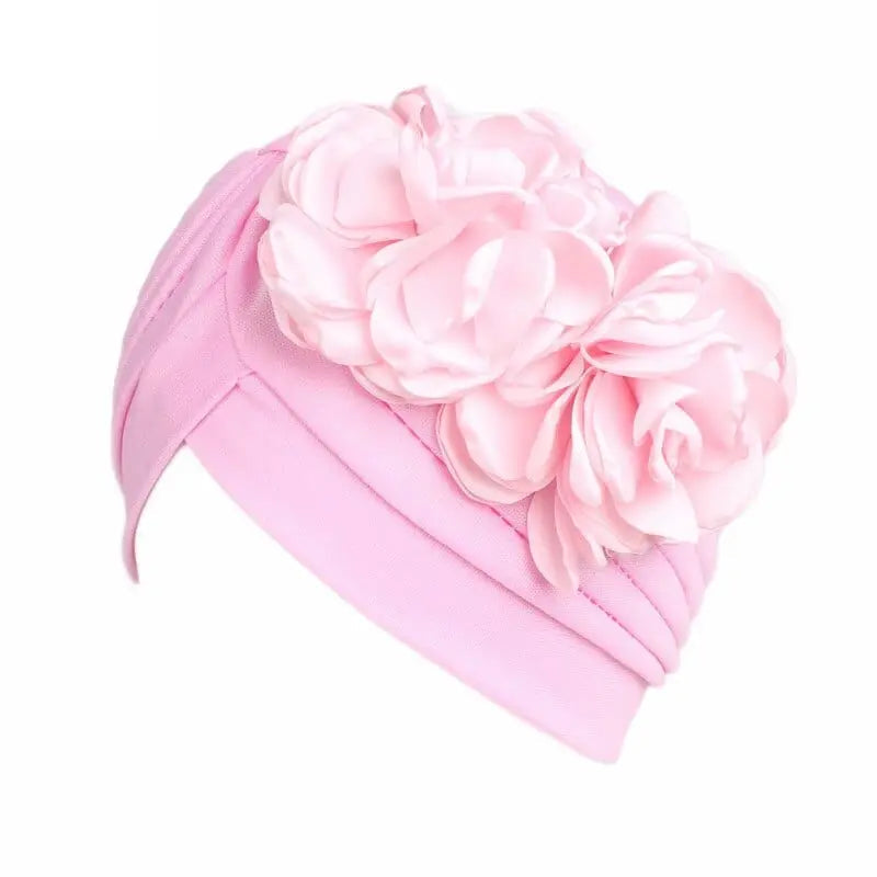 Solid color flower decoration turban head wrap for women, stylish hair accessory and headwear from Showlu Fashion Store.