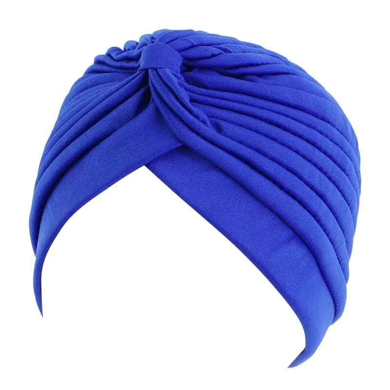 Solid color flower decoration turban for women, stylish head wrap by Showlu Fashion Store, perfect for hair and headwear.