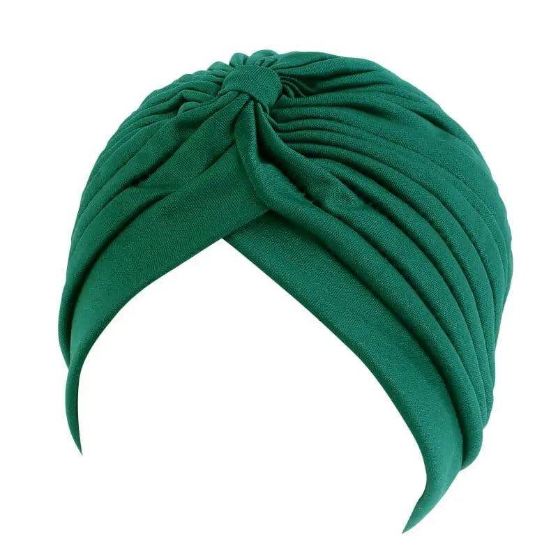 Solid color floral decoration turban head wrap for women, stylish hair accessory and fashion headwear by Showlu Fashion Store.