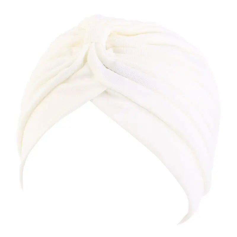 Solid color floral turban head wrap for women by Showlu Fashion Store, stylish hair accessory and headwear for ladies.