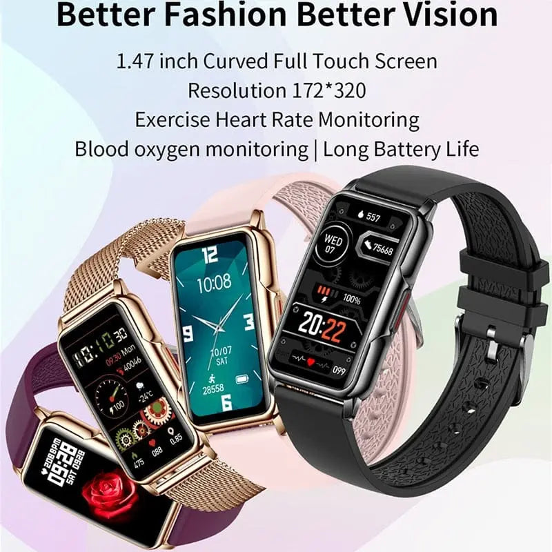 Showlu Sports Smart Watch with 1.47-inch touchscreen, waterproof IP67 fitness tracker for men and women, compatible with Huawei and Xiaomi.