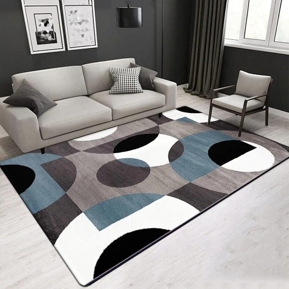 Showlu Modern Geometric Area Rug in Nordic style with luxury polyester, suitable for living rooms and modern decor.