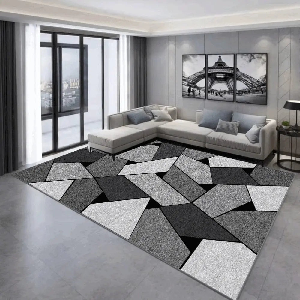 Showlu Modern Geometric Area Rug in Nordic style, featuring luxury polyester design for living room or decor, large size.