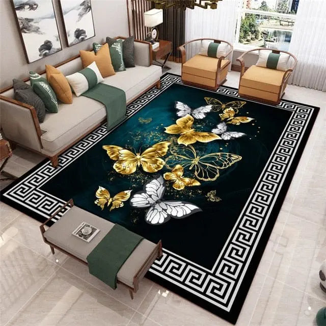 Showlu Modern Geometric Area Rug with Nordic-inspired design in polyester, suitable for living rooms and modern decor.