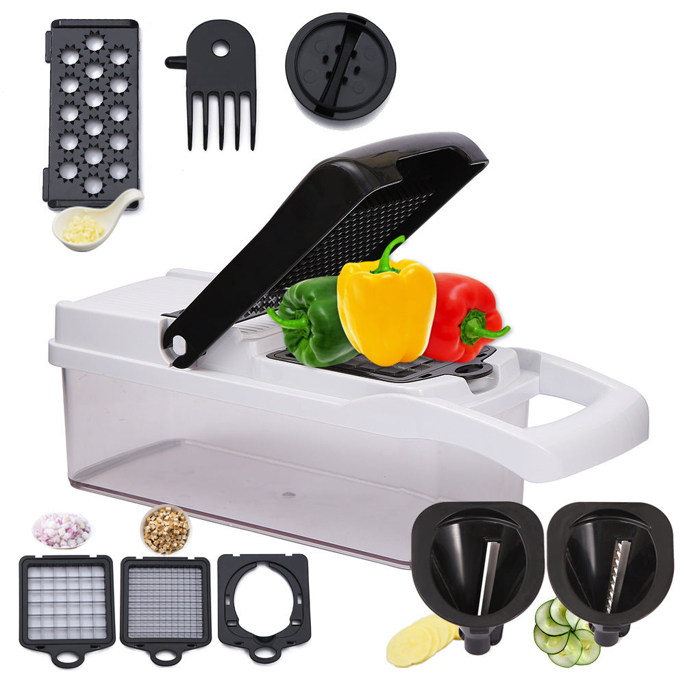 Showlu multi-functional vegetable cutter with dicing and slicing blades, compact kitchen tool for efficient vegetable preparation