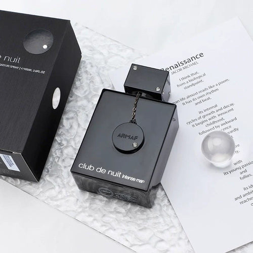 Armaf Club De Nuit Intense Man EDP perfume bottle, 105ml, showcasing the sleek design of this long-lasting men's fragrance.