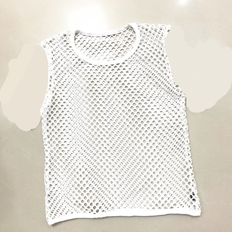 SHOWLU FASHION Mesh Breathable Holiday Vest with loose patchwork design, lightweight and stylish top for casual wear