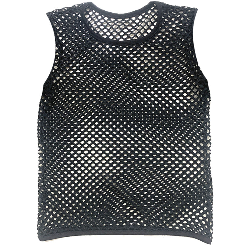 SHOWLU FASHION mesh breathable holiday vest with loose patchwork design, lightweight and stylish for casual wear