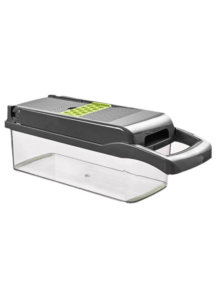 Showlu Multi-Functional Vegetable Cutter with dicer and slicing blades, compact kitchen tool for chopping vegetables.