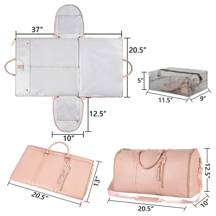 Large foldable PU leather travel bag from SHOWLU FASHION STORE, ideal for overnight luggage and travel storage.