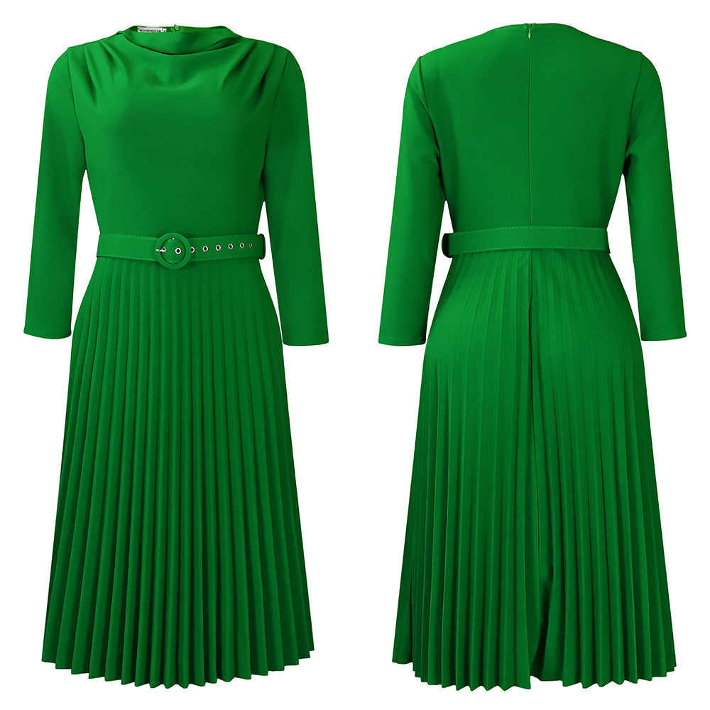 Plus size SHOWLU FASHION women's midi dress with elegant A-line skirt, showcasing a sexy and stylish design.