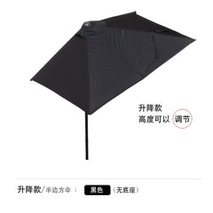  Showlu Fashion Store Adjustable style/Black (without base)(Height can be adjusted) / 250x130cm(245cm high) Half Umbrella Outdoor against the Wall Hand-Waving Umbrella Side-Column Umbrella Balcony Green Plant Sunshade Coffee Shop Outdoor Sun Umbrella Flower Garden