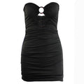 Sexy women's off-the-shoulder ruched mini tube top dress by SHOWLU FASHION, featuring a fitted design and stylish neckline.