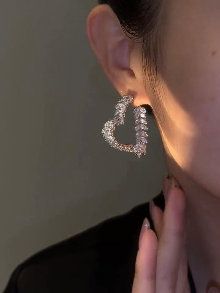 SHOWLU Wheat Design geometric women's earrings with alloy and gemstones, featuring a stylish and modern jewelry piece.